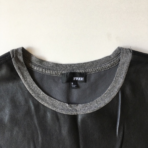 Wilfred Women S Grey Black Faux Leather T-Shirt - Picture 2 of 3